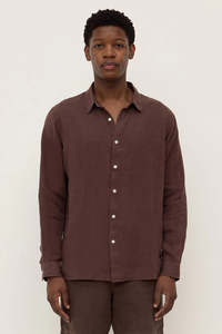 Assembly Everyday Mens Linen LS Shirt Ganache