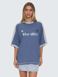 Thrills Hot Shot Panelled Oversized Tee Bluefin