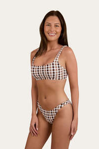 Ringers Western Ashton Check Womens Bikini Top - Chocolate / White