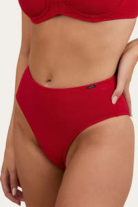 Ringers Western Country Sunset Textured High Waist Bikini Bottom Red