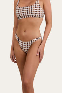 Ringers Western Ashton Check Womens Bikini Bottom - Chocolate / White