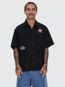Size Xs: Worship Haulaz Short Sleeve Work Shirt Black