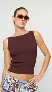 Size Xs: Staple The Label Moda Reversible Knit Tank Choc