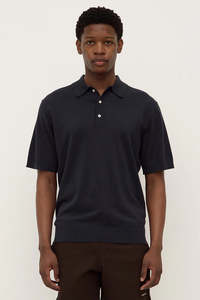 Size Xs: Assembly Henry Knit Polo True Navy