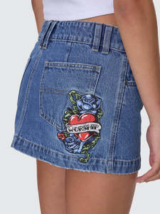 Size 10: Worship No Ragrets Micro Skirt Sky High Blue