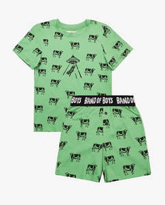 Size 10: Band of Boys Green Alien Cow Pyjamas