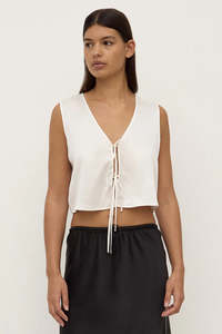 Assembly Beal Silk Tie Front Top White