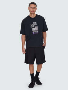 Thrills Cut & Shattered Box Fit Oversize Cropped Tee Faded Black
