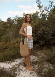 Womens Clothing Shorts: Afends Lagoon - Seersucker Short - Overcast Check