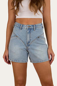 Womens Clothing Shorts: Ringers Western Charlene Womens Denim Short - Light Wash Blue