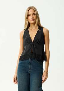 Afends Sinclair - Cupro Tie Top - Black