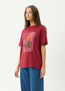 Afends: Afends Single N Thorny - Oversized Tee - Burgundy