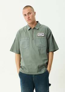 Afends Supply - Workwear Short Sleeve Shirt - Washed Sycamore
