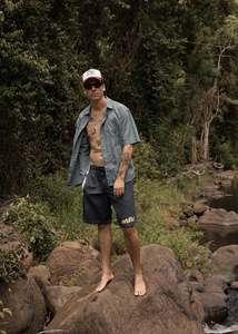 Afends: Afends Voyager - Short Sleeve Shirt - Deep Olive Check