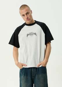 Afends: Afends Wings - Heavyweight Raglan Tee - Grey Marle