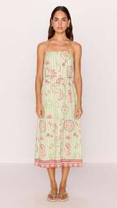Essentials Womens: Mink Pink Soleil Linen Tie-Waist Midi Dress