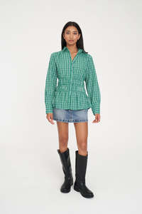 Essentials Womens: Huffer Ada Shirt Green/Blue