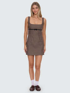 Essentials Womens: Thrills State Of Mind Check Dress Postal Brown