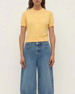 Size 8: Assembly Semra Cotton Cashmere Short Sleeve Cardigan Sol