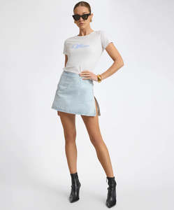 Size 30: One Teaspoon Starstruck Vixen High Waist Mini Denim Skirt- Bleach Blue