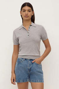 Assembly Sloane Cotton Cashmere Polo Grey Marle