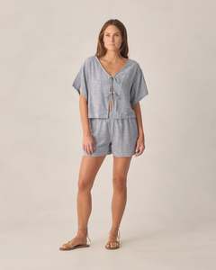 Womens Clothing Shorts: Rylee + Cru Womens Juniper Set Marine Gingham