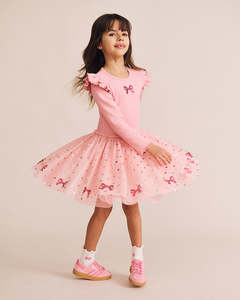 Size 2: Huxbaby Sequin Bow Tulle Dress