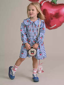 Size 2: Huxbaby Cherry Gingham Shirred Dress