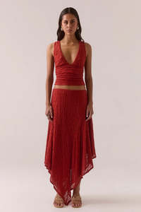 Size 8: Sovere Aaila Lace Top Blood Orange