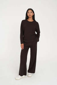 Size 8: Huffer Merino Lounge Pant Chestnut