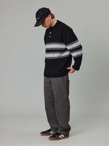 Just Another Fisherman Boundary Knit Polo Black/Grey