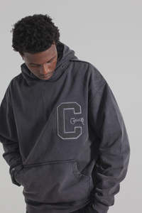 Crate Varsity C Box Fit Hoodie Washed Black