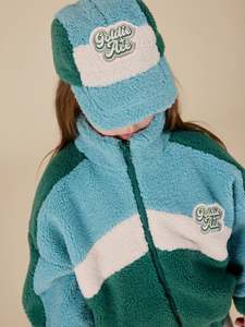 Youth Hats: Goldie + Ace Blair Sherpa Cap Teal/Cream/Dark Jade