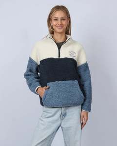 T C: T&C Blockout 1/4 Zip Sherpa Blue