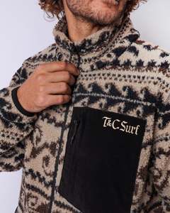 T C: T&C Breaker Zip Thru Polar Fleece Sand