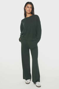 Essentials Womens: Huffer Merino Neve Crew Forest