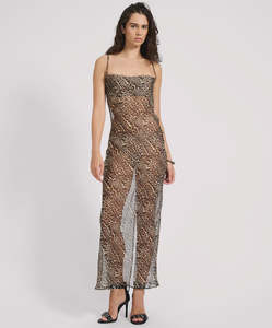Essentials Womens: One Teaspoon Jagger Maxi Slip Dress-Leopard