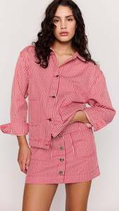 Essentials Womens: Mink Pink Freya Stripe Denim Jacket