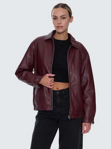 Thrills Elka Leather Jacket New Maroon