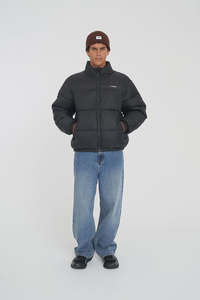 Huffer Mens Rider Puffer Jacket Black