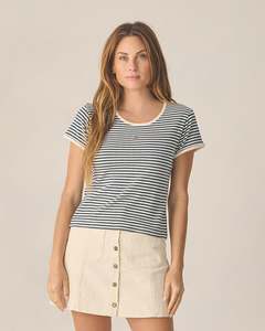 Rylee + Cru Womens Pointelle Navy Stripe