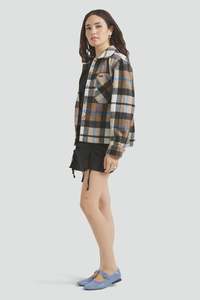 Brixton Bowery Womens Soft Brushed Flannel Washed Black/Sand