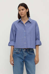 Assembly Anais Stripe Cropped Shirt Blue/White Stripe