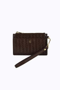 Gifts: Peta + Jain Keira Swinger CC Wallet Choc Weave/Gold