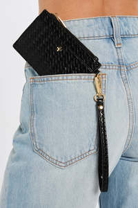 Peta + Jain Keira Swinger CC Wallet Black Weave/Gold