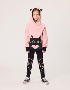 Girls Hoodies Crews: Kissed by Radicool Love Cat Hood