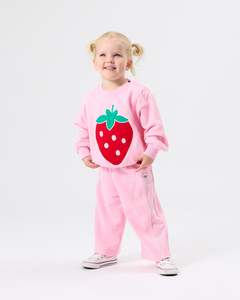 Goldie + Ace Jumbo Strawberry Piped Sweater Pink