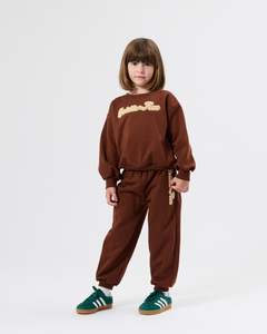 Girls Hoodies Crews: Goldie + Ace Comfy Embroidered Sweater Chestnut