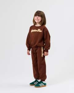 Girls Pants: Goldie + Ace Comfy Embroidered Sweatpants Chestnut