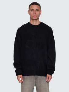 Size Xl: Thrills Stagger Box Fit Crew Knit Black
